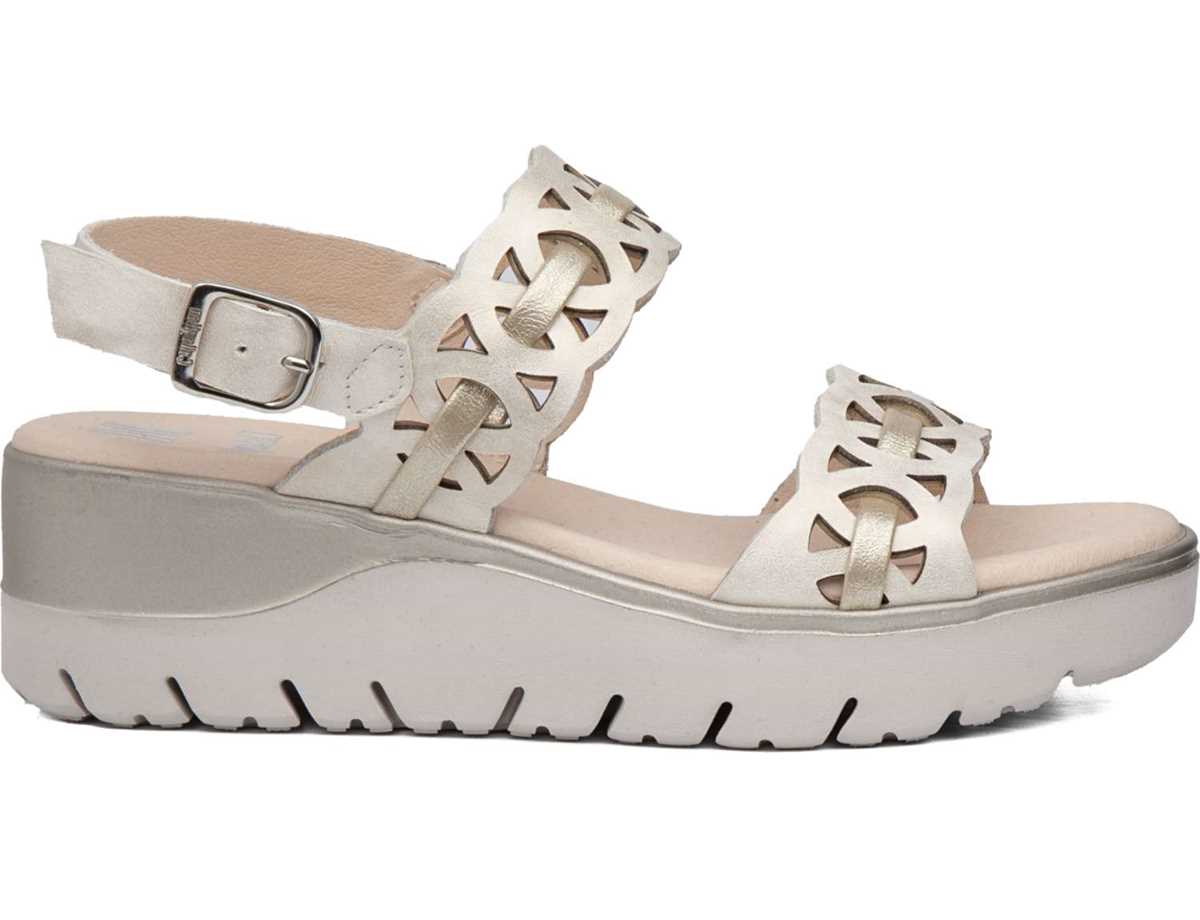 Callaghan 26517 Uwanja Sleehak Sandalen Dames Beige Goud | YDS5919EA