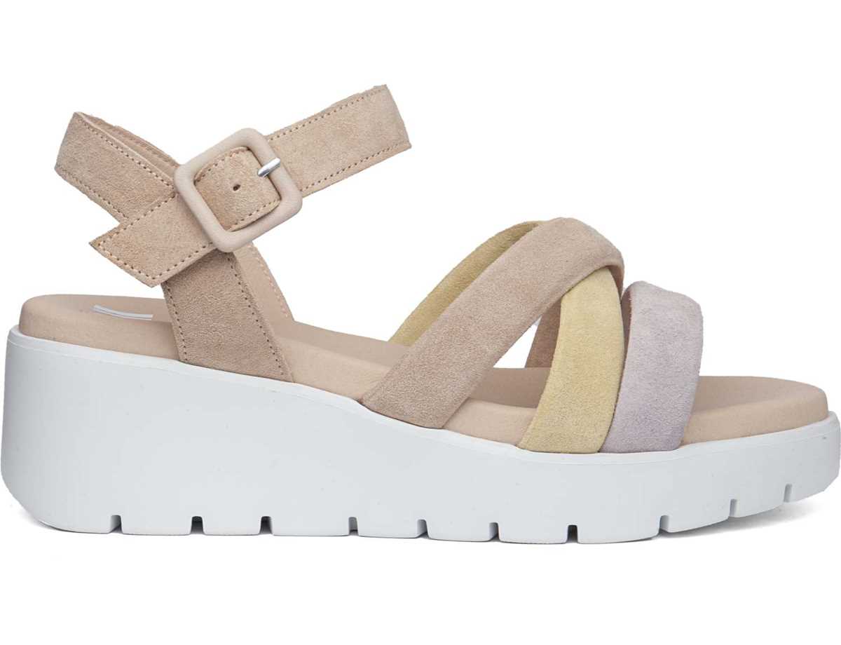 Callaghan 32000 Bera Sleehak Sandalen Dames Paars Geel Beige | PST1651SS